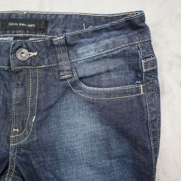 Calvin Klein Jeans Womens 6 Blue Denim Flat Front Pockets Lean Boot Pants - Picture 8 of 16